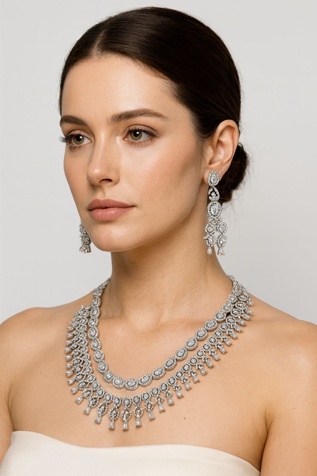 Premium Zircon Layered Bridal Necklace Set