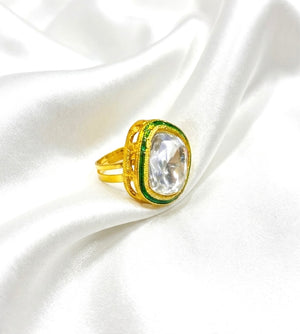 The Royal Kundan Meenakari Statement adjustable Ring