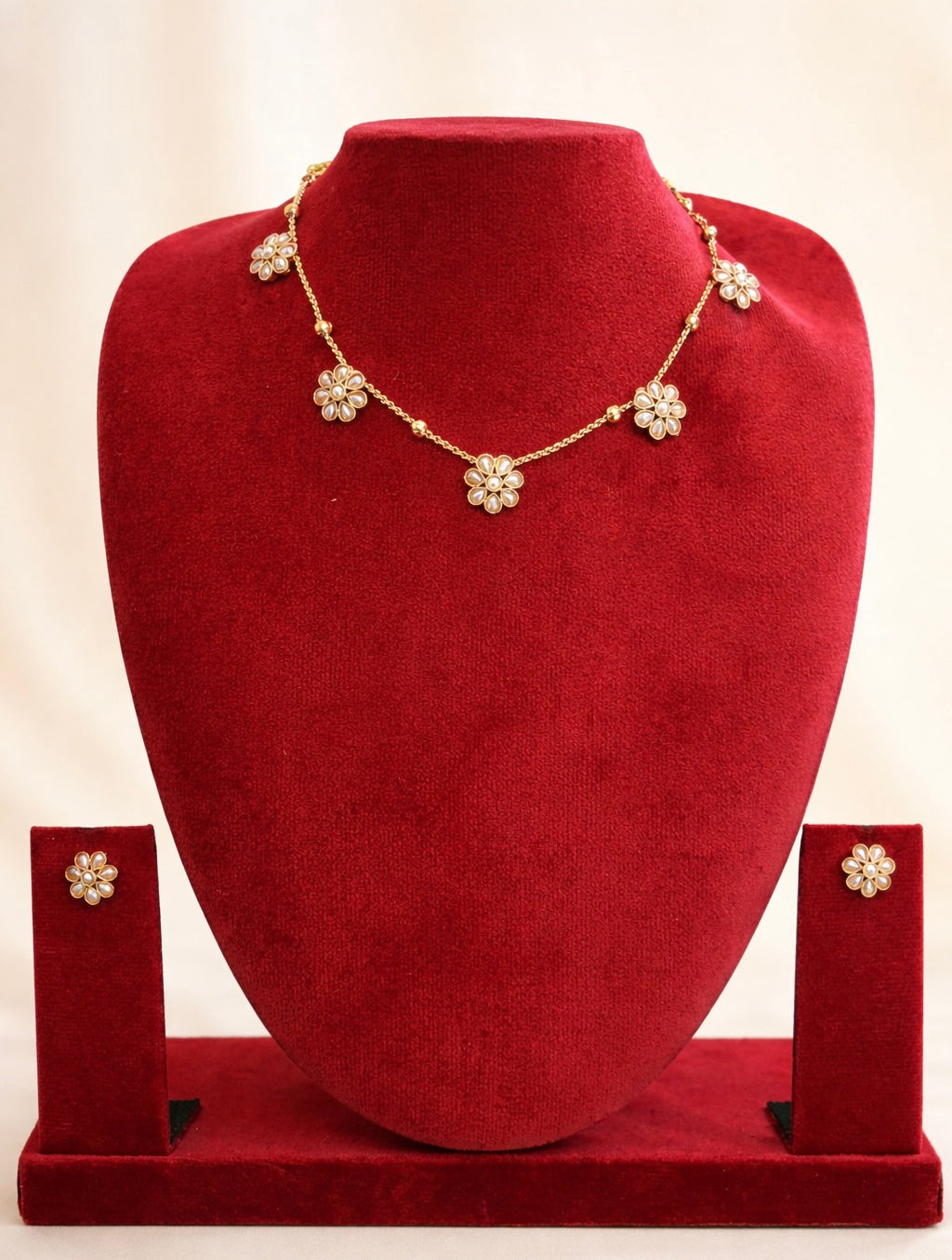 Floral Gold Necklace & Earring Set