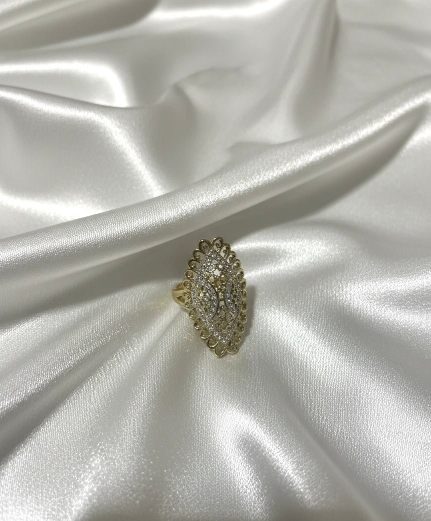Vintage-Inspired Filigree Marquise Statement Ring