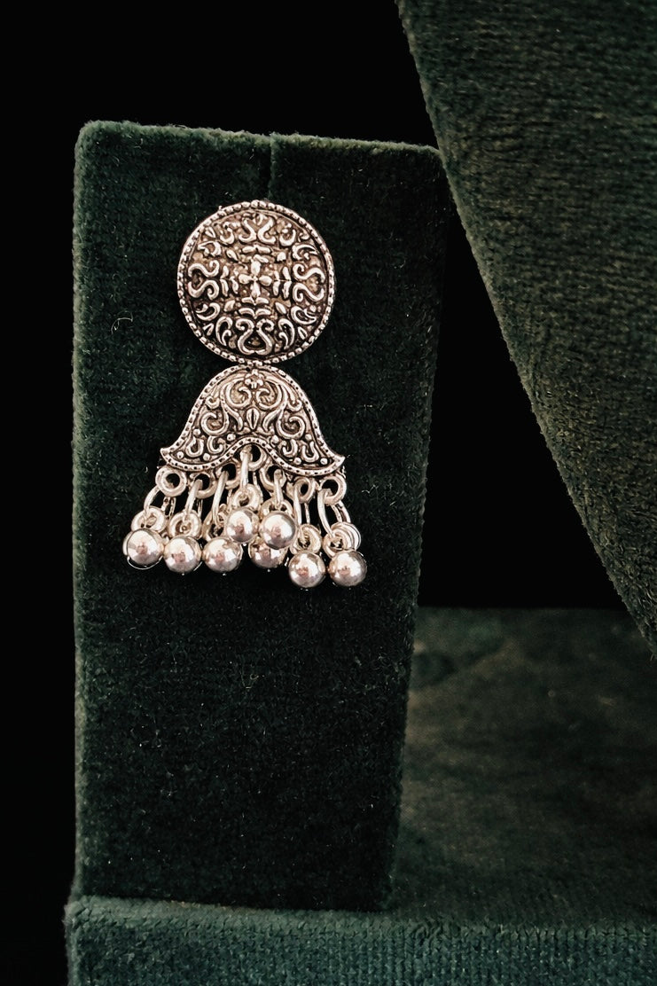 German Oxidized Choker Necklace Set with Ghungroo Earrings