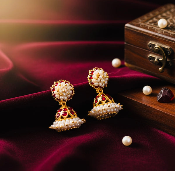 Belli Moda “Temple Grace” Maroon Jhumka