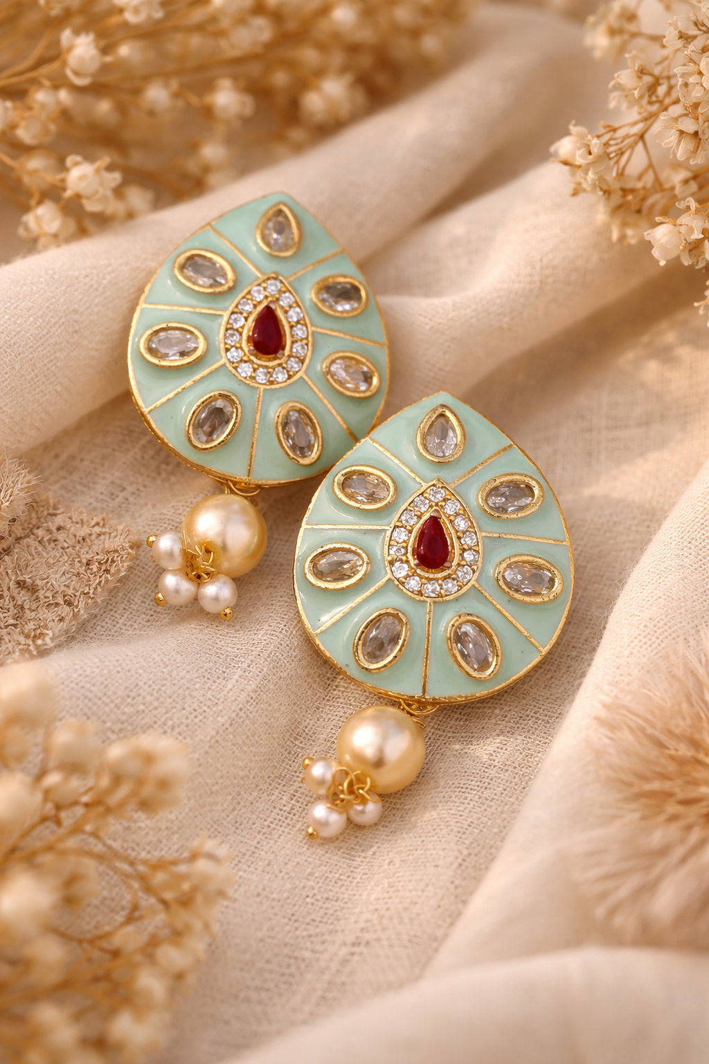 Aarohi Mint Kundan Necklace Set