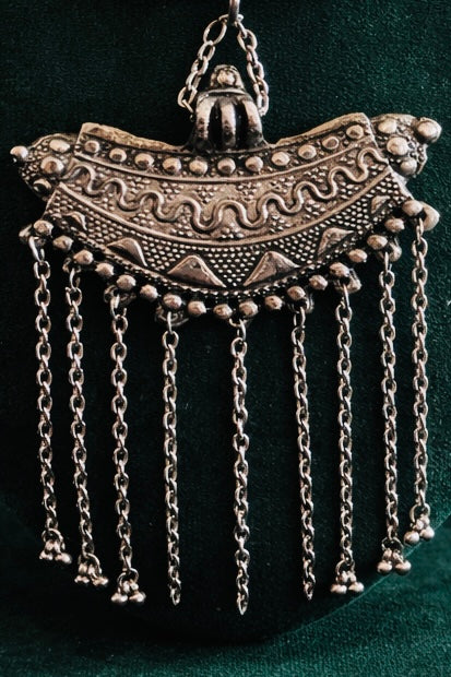 Tribal Oxidized Silver Pendant Necklace for Women | Ethnic Statement Jewelry