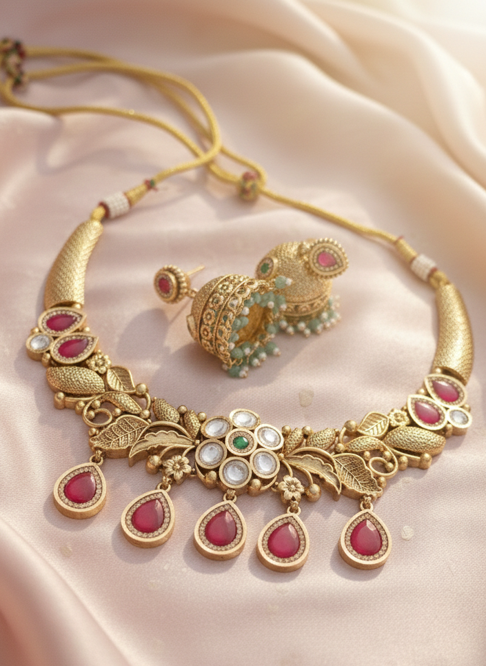 Modern Royalty: The Ruby Jadau Necklace Set