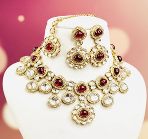 Maharani Ruby Kundan Set with Maang Tikka