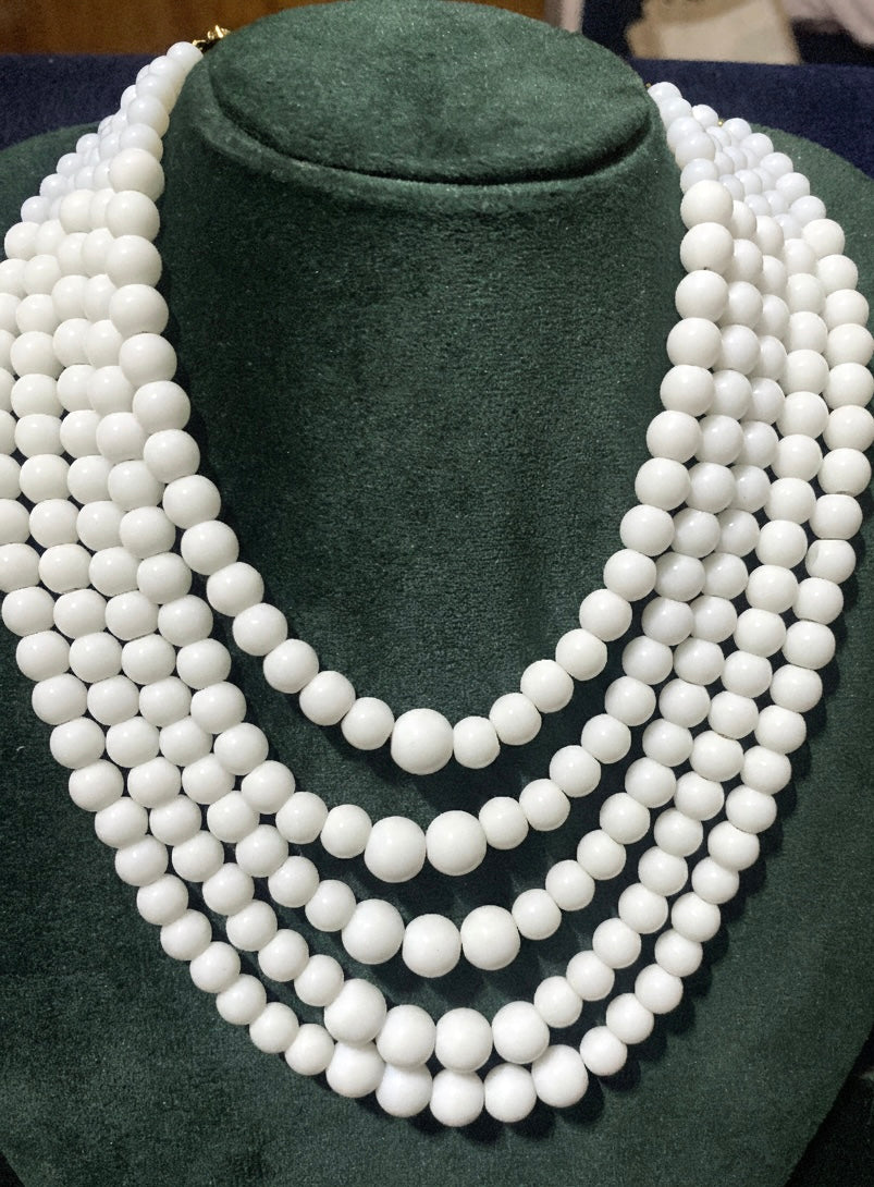 Timeless Multi-Strand White Beads  Symphony Necklace