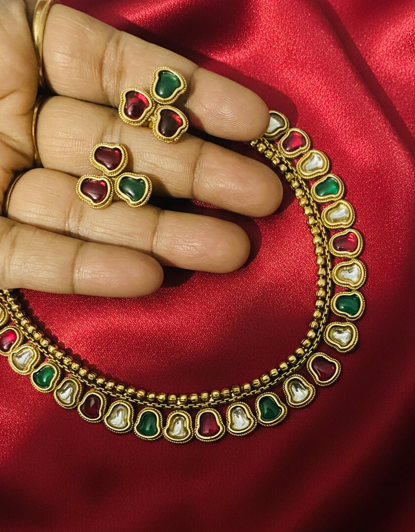 Multicolour Hridaya Kundan Necklace Set