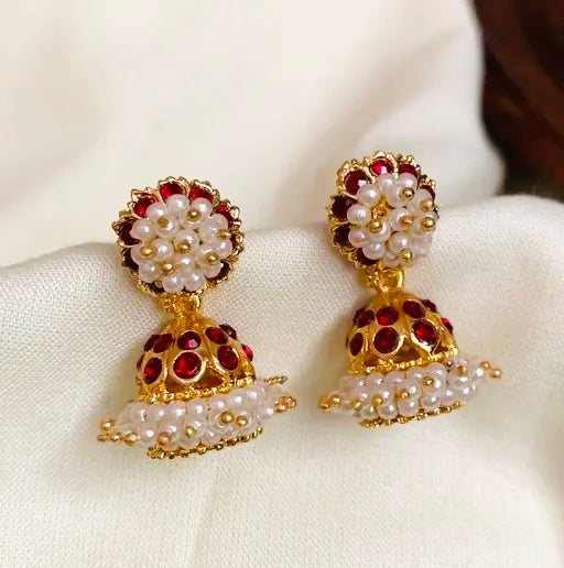 Belli Moda “Temple Grace” Maroon Jhumka