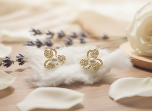 Golden Petal Pearl Studs