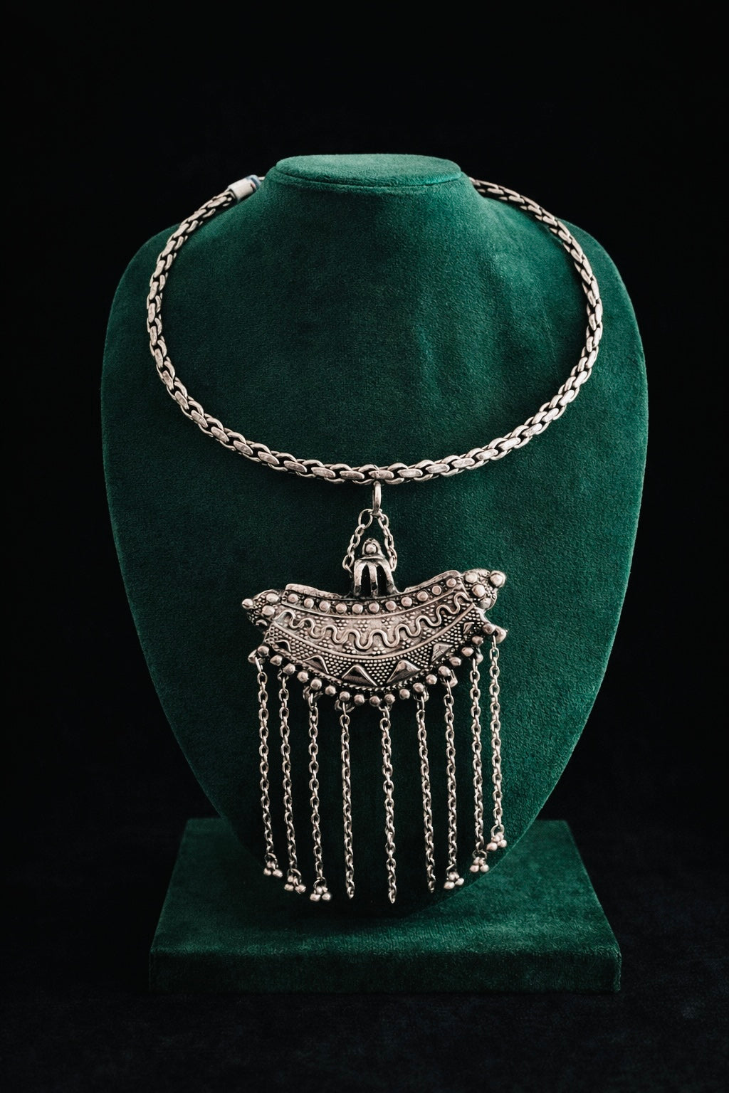 Tribal Oxidized Silver Pendant Necklace for Women | Ethnic Statement Jewelry