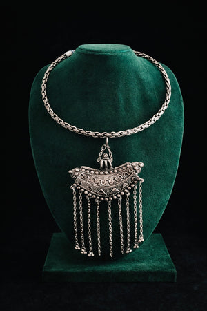 Tribal Oxidized Silver Pendant Necklace for Women | Ethnic Statement Jewelry