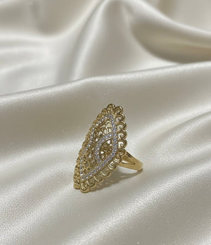 Vintage-Inspired Filigree Marquise Statement Ring