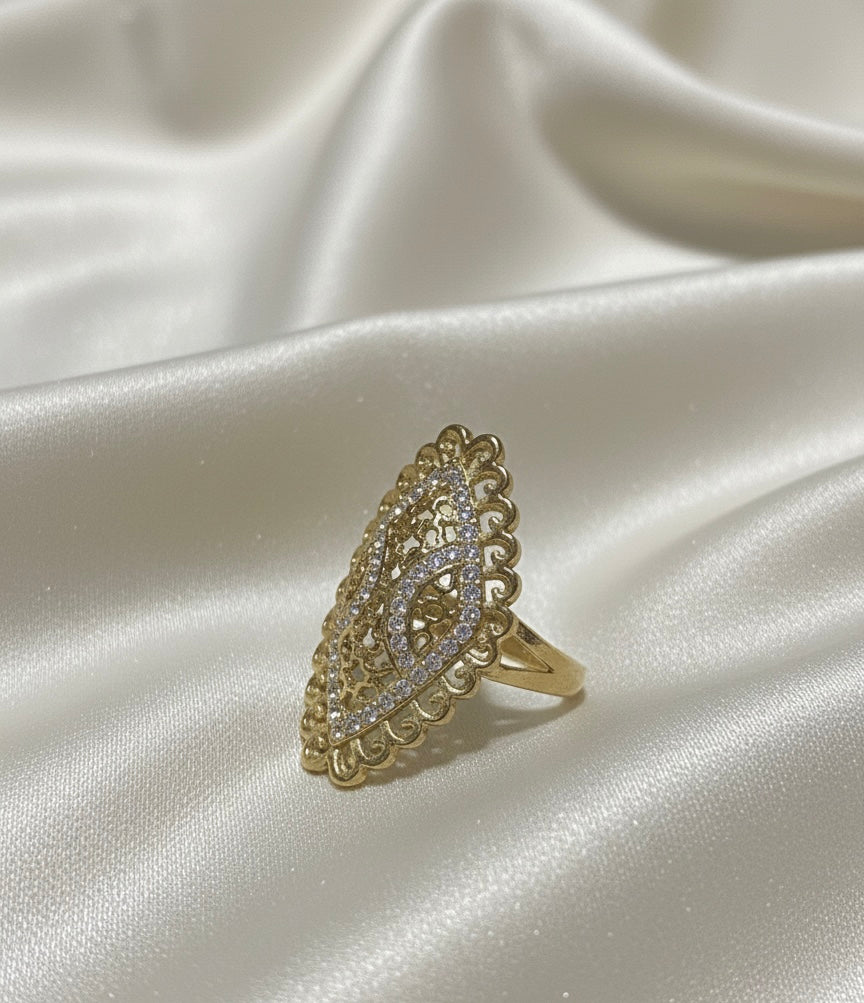 Vintage-Inspired Filigree Marquise Statement Ring