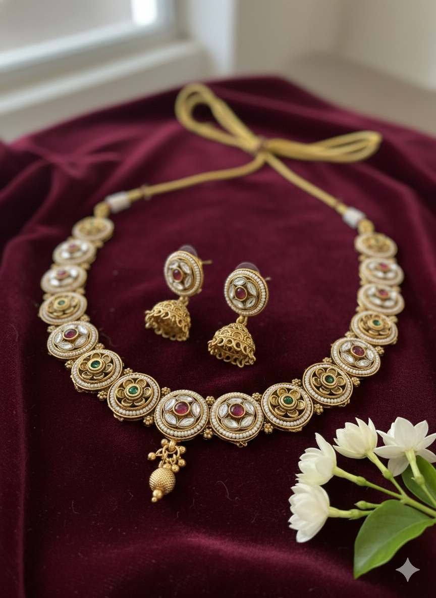 Sheesh Mahal Kundan Necklace Set