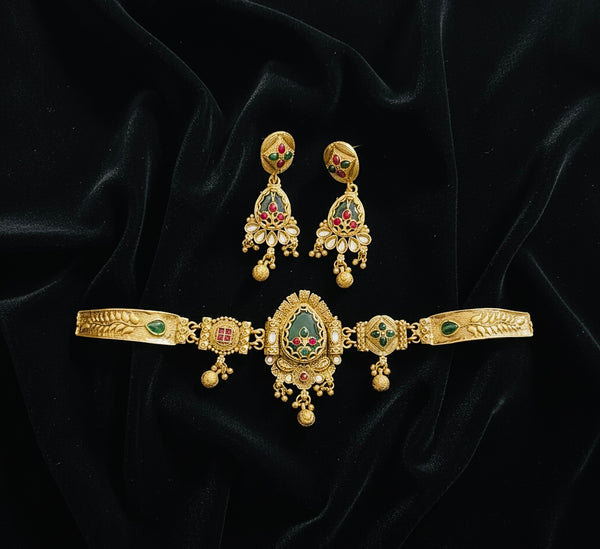 The 'Aaradhya' Rajasthani Kundan & Meenakari Choker Set