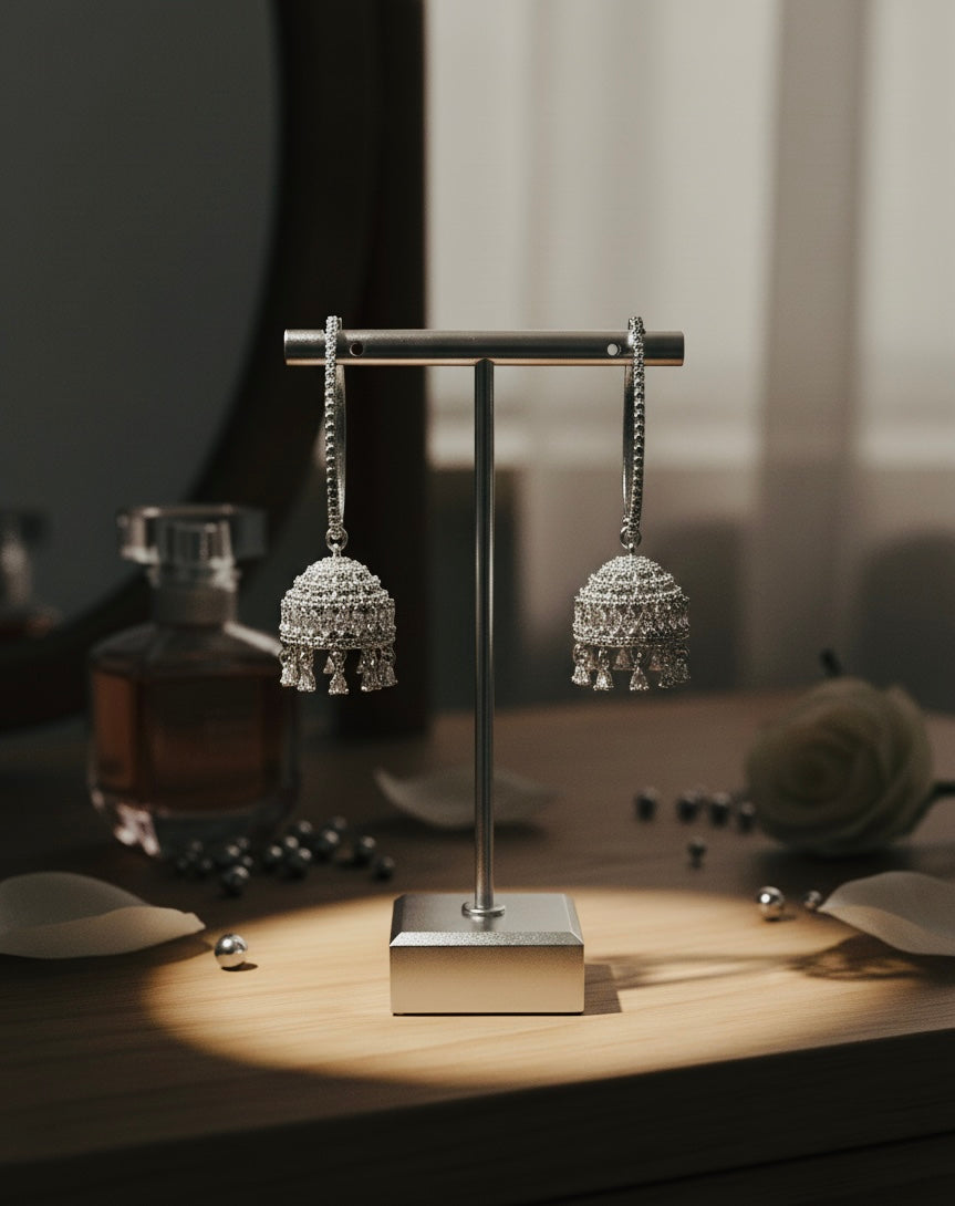 The 'Stellar Hoop' Zircon & AD Jhumka Earrings