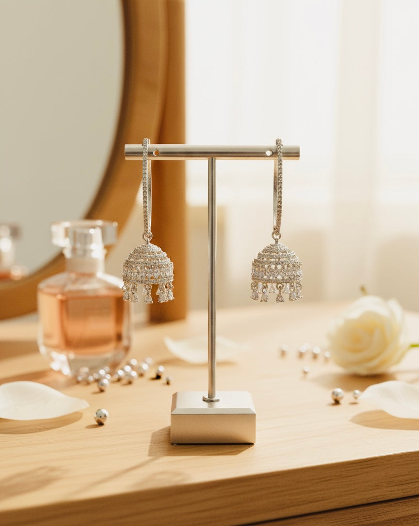 The 'Stellar Hoop' Zircon & AD Jhumka Earrings