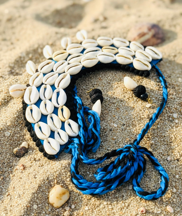 Azure Beach Tribal Cowrie Shell Choker