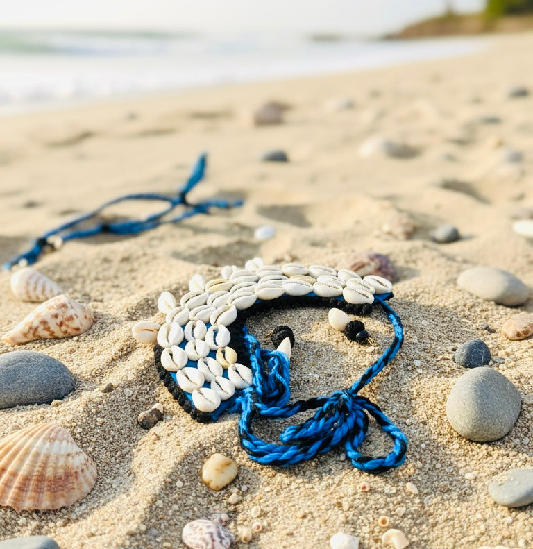 Azure Beach Tribal Cowrie Shell Choker