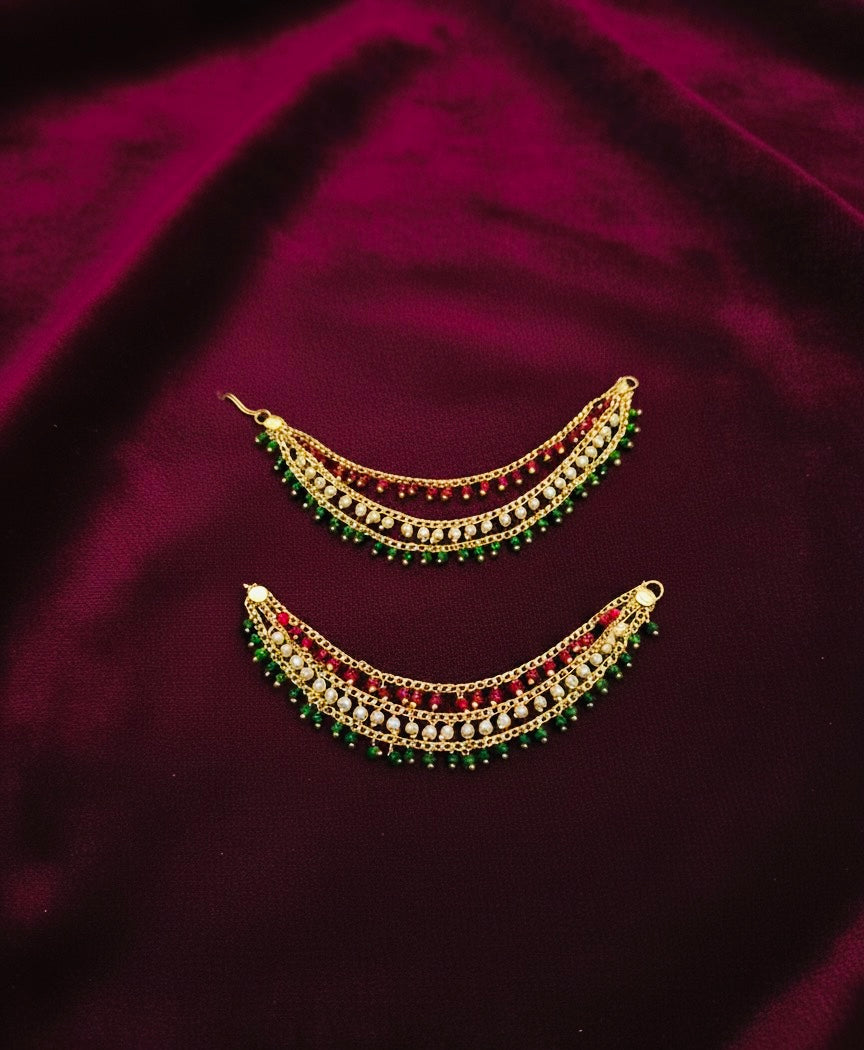 Elegant 'Sahara' Gold-Plated Ear Chains (Kaan Chain / Mattal)