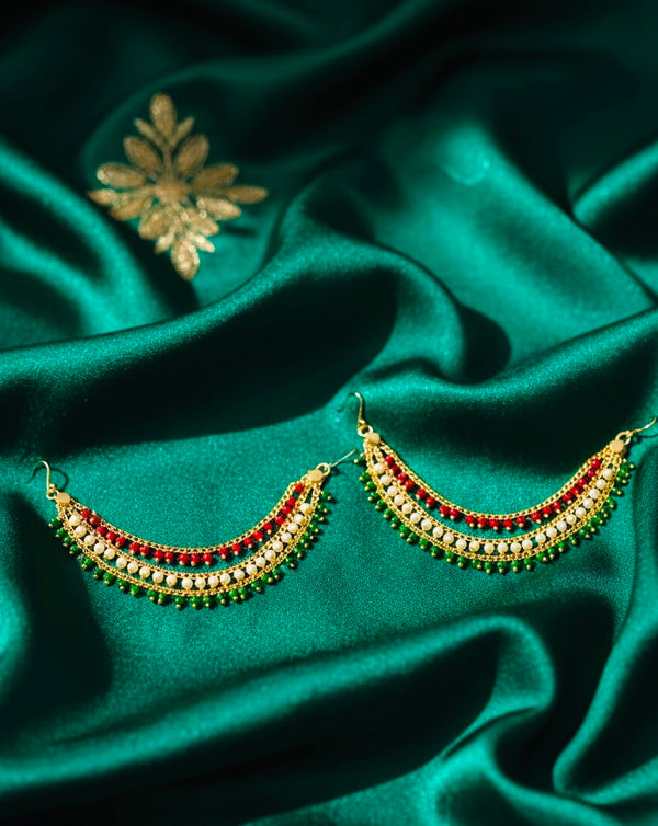 Elegant 'Sahara' Gold-Plated Ear Chains (Kaan Chain / Mattal)