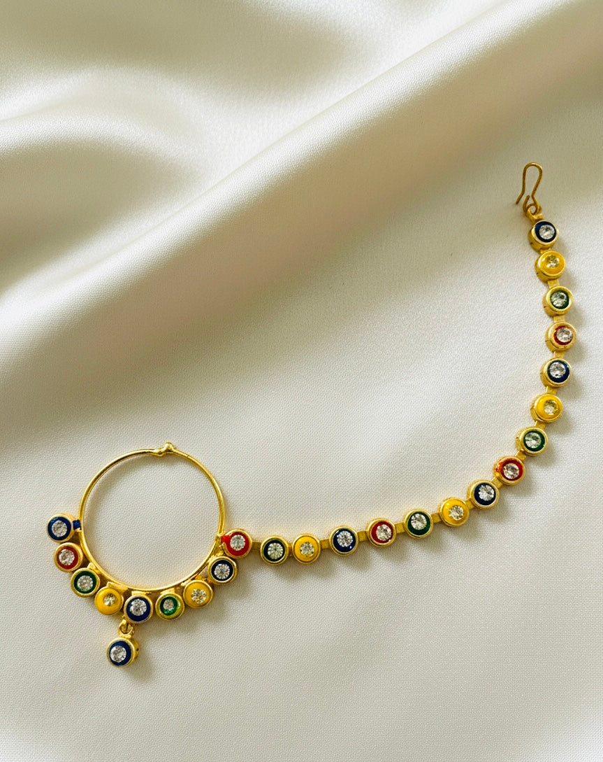 The 'Rangoli' Meenakari Festive Nath with Chain