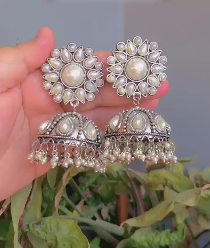 Silver Pearl Jhumka