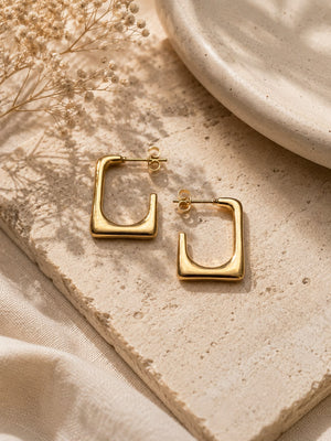 Luna square hoop earrings - 18k gold plated Anti- tarnish