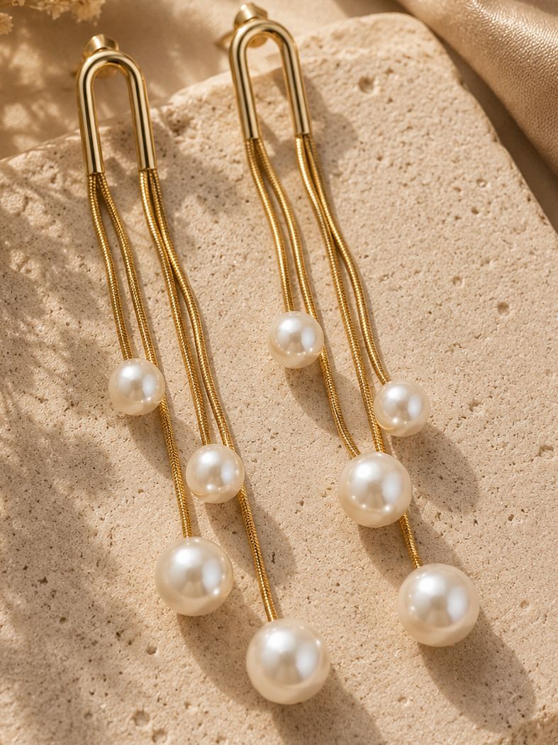 Pearl cascade drop earrings