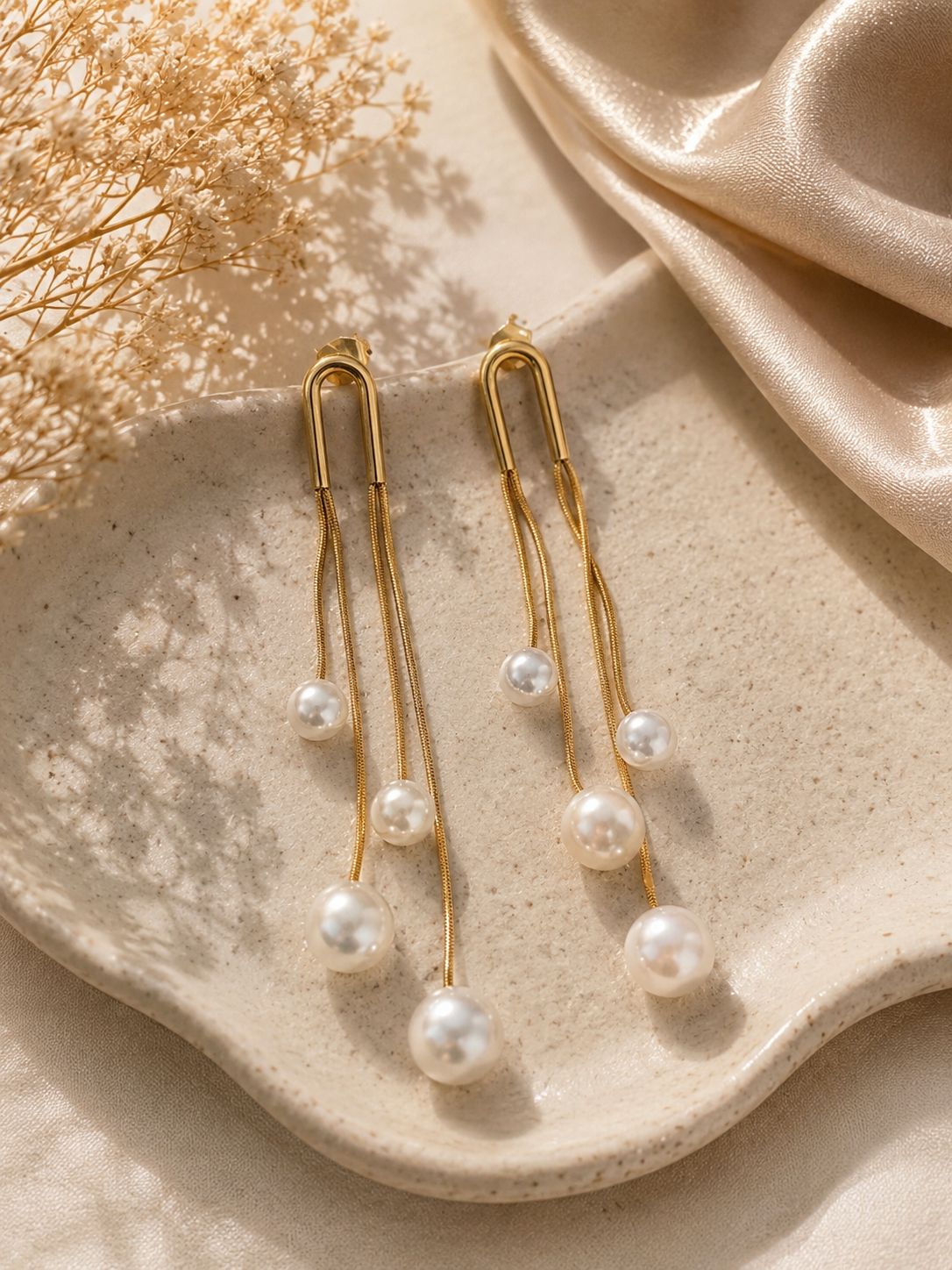 Pearl cascade drop earrings